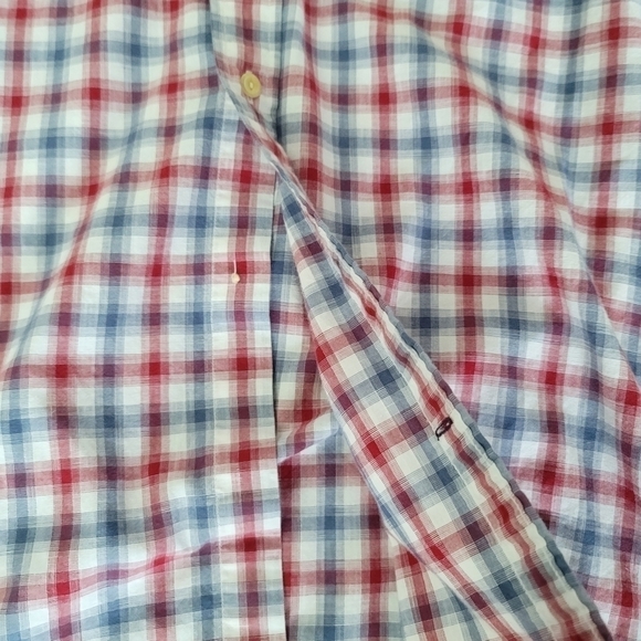 Tommy Hilfiger Wine red, Gray & White Plaid Button up Shirt  Short Sleeve Shirt - Picture 5 of 9